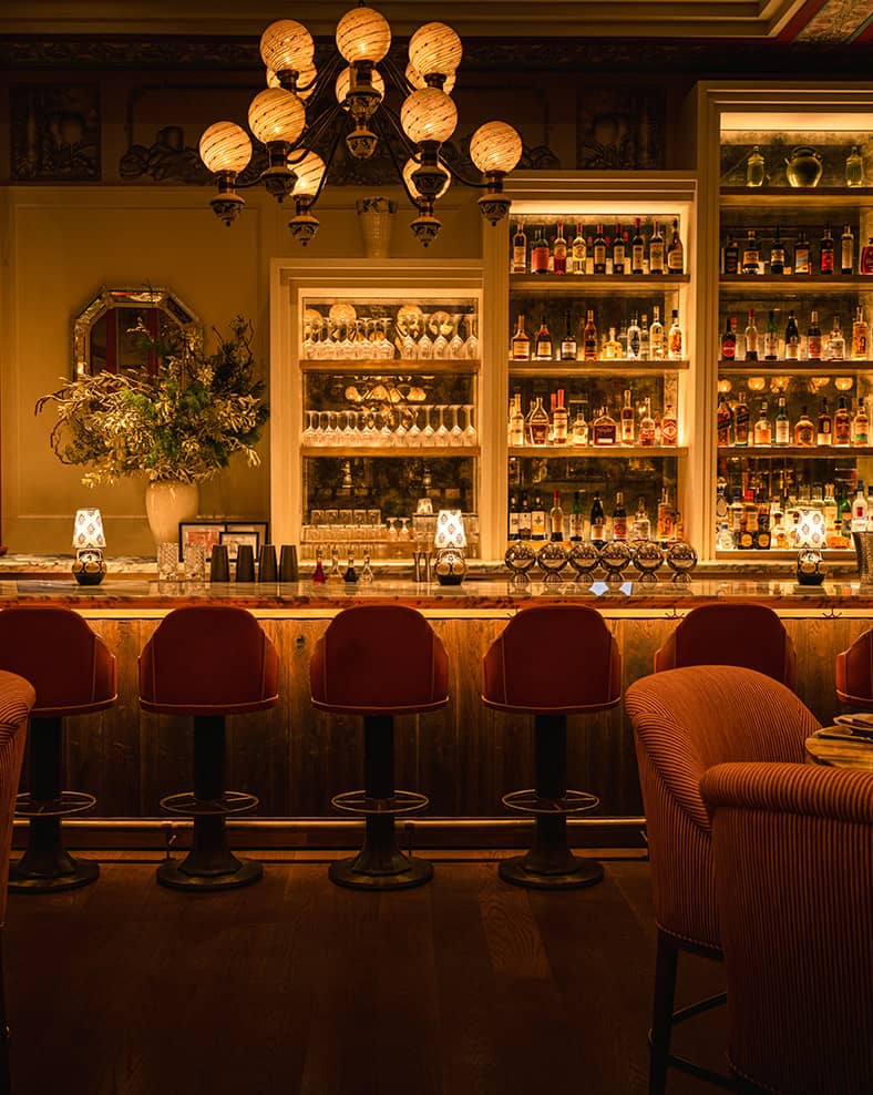 Mother Wolf interior, showing a large bar with multiple bottles of alcoholic drinks